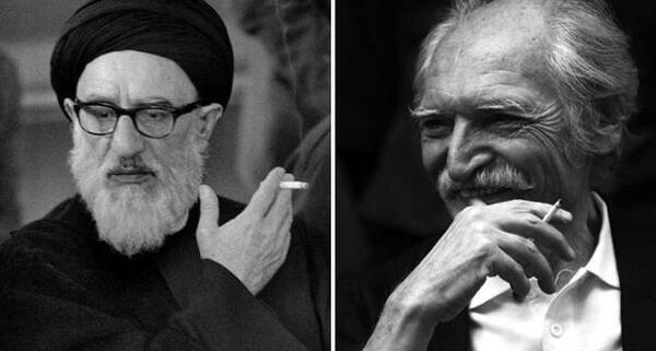 عکس آیت الله طالقانی با سیگار
