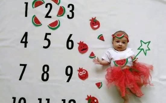 عکس ماهگرد نوزاد با نمد