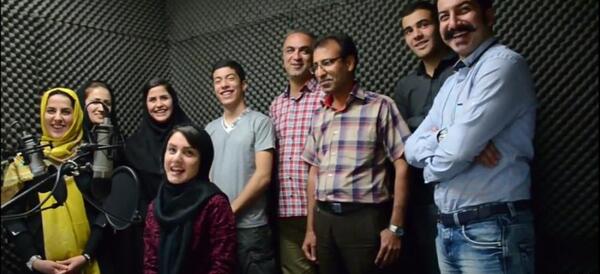 عکس پشت صحنه صداگذاری باب اسفنجی