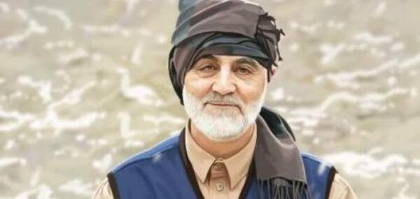 عکس حاج قاسم سلیمانی با چفیه