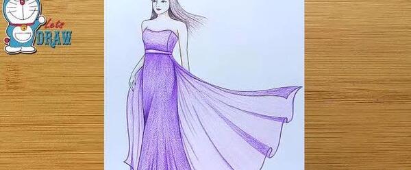 عکس نقاشی طراحی لباس دخترانه