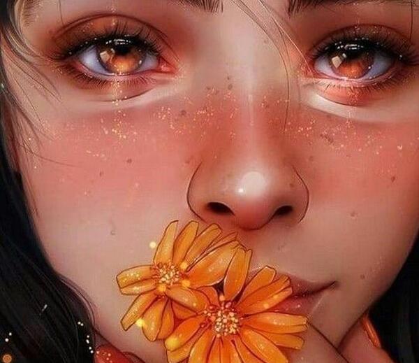 عکس غمگین دختر و گل