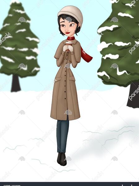 عکس نقاشی دختر در برف