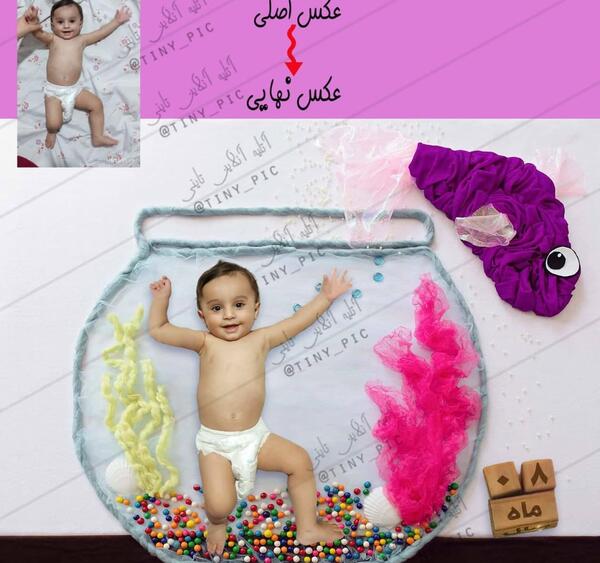 عکس ماهگرد نوزاد پسر با پوشک