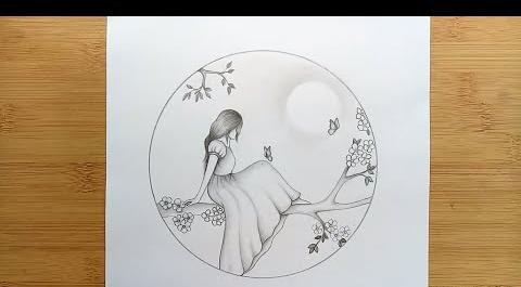 عکس نقاشی دختر روی تاب