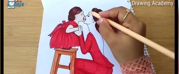 عکس نقاشی دختر روی تاب