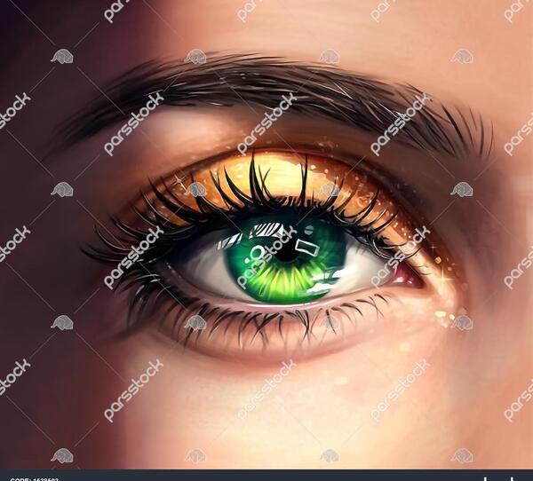 عکس نقاشی دختر چشم سبز