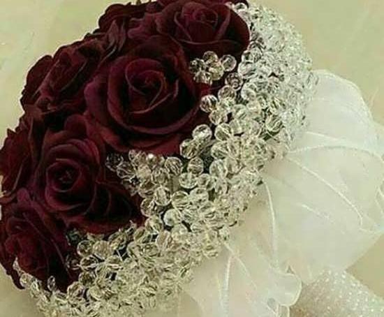 عکس دسته گل کریستالی عروس