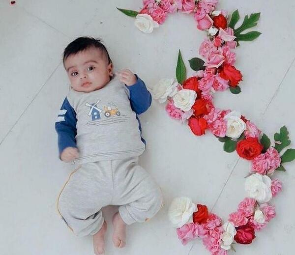 ایده عکس ماهگرد با حبوبات