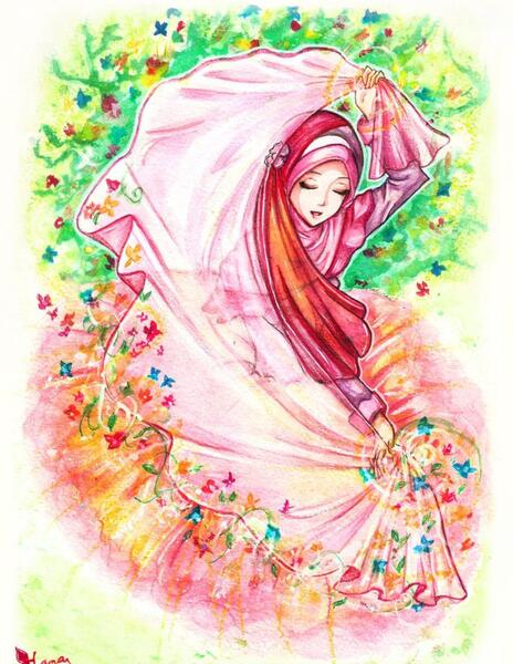 عکس نقاشی دختر با حجاب
