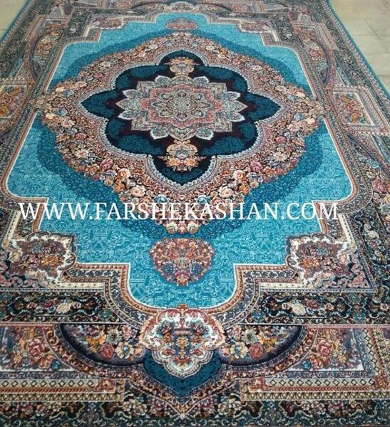 عکس فرش آبی فیروزه ای