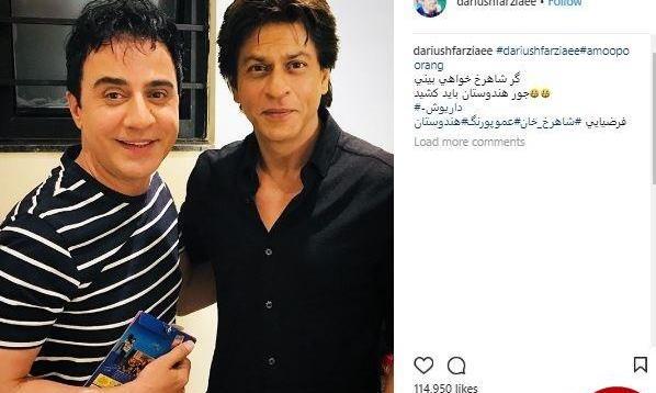 عکس شاهرخ خان با عمو پورنگ