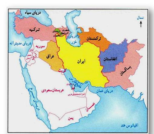عکس نقشه همسایگان ایران