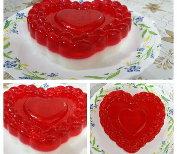 عکس ژله قلبی دو رنگ
