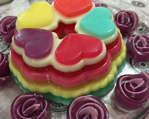 عکس ژله قلبی دو رنگ