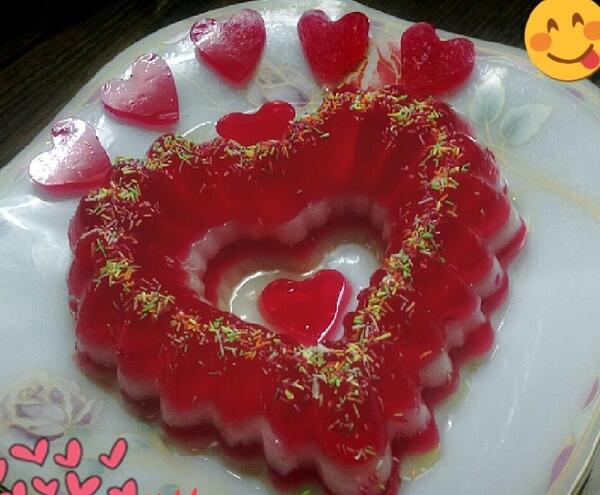 عکس ژله قلبی دو رنگ