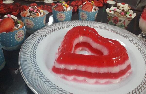 عکس ژله قلبی دو رنگ