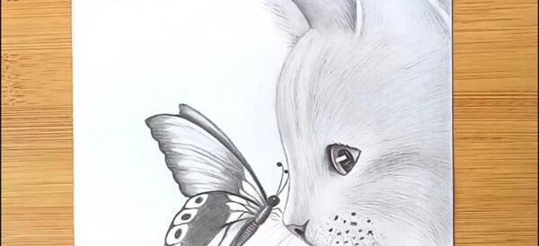 عکس طراحی گربه با مداد