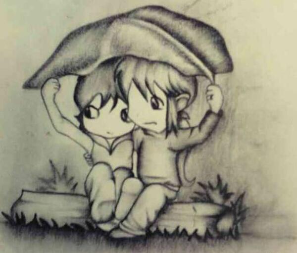 عکس عاشقانه طراحی با مداد