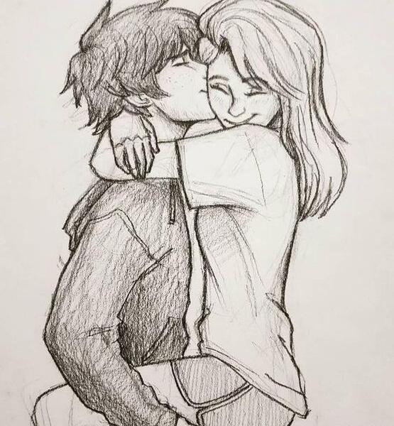 عکس عاشقانه طراحی با مداد