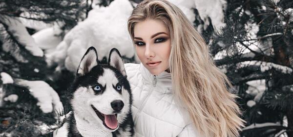 ژست عکس با سگ هاسکی