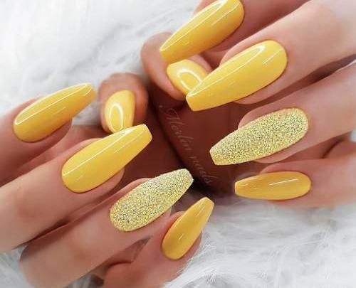 عکس ناخن زرد و طوسی