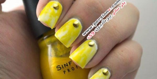 عکس ناخن زرد و مشکی