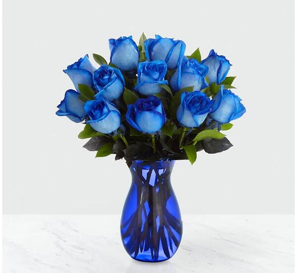 عکس دسته گل رز آبی