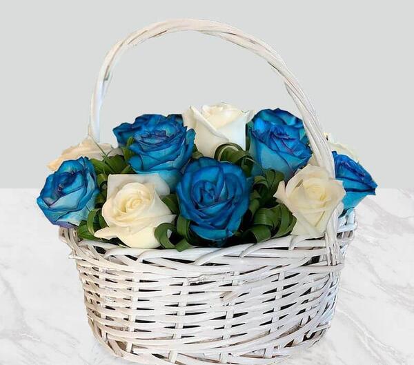 عکس دسته گل رز آبی