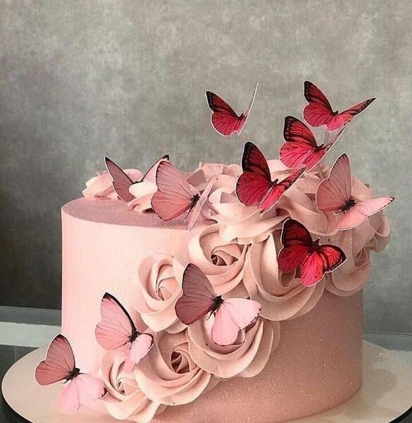 عکس کیک تولد صورتی ساده