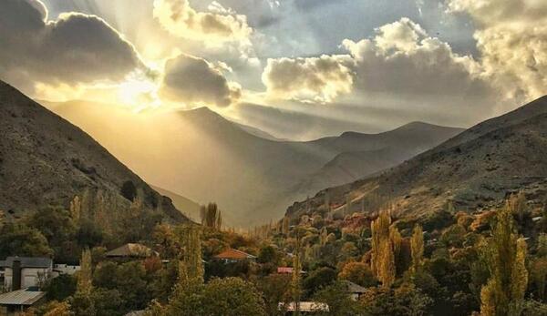 عکس غروب افتاب در روستا