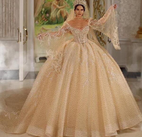 عکس لباس عروس رنگ نباتی