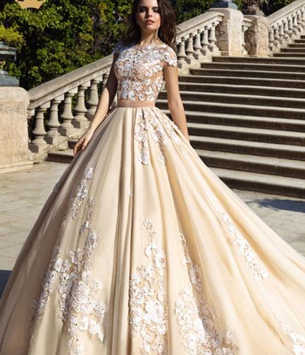 عکس لباس عروس رنگ نباتی