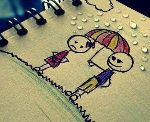 عکس دختر تنها نقاشی شده