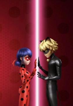 عکس رمانتیک دختر کفشدوزکی و گربه سیاه