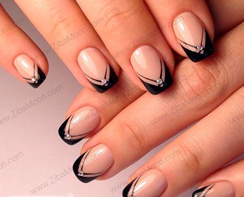 عکس ناخن فرنچ مشکی