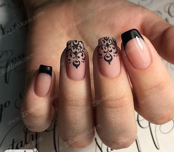 عکس ناخن فرنچ مشکی