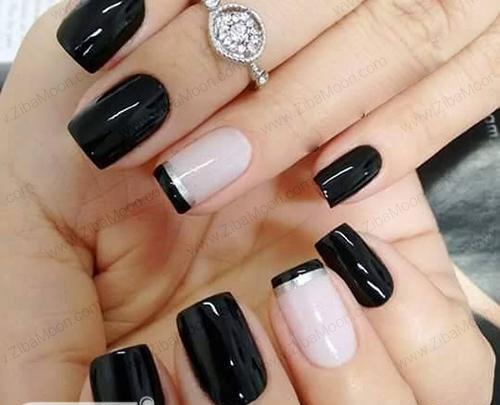 عکس ناخن فرنچ مشکی