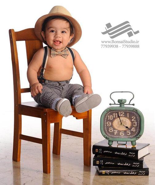 عکس نوزاد پسر با پاپیون