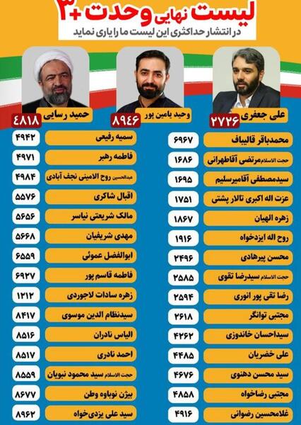 عکس نامزدهای لیست وحدت