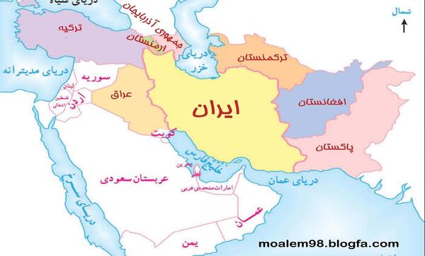 عکس نقشه ایران و همسایه هایش