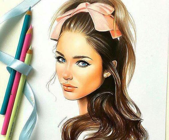 عکس نقاشی چهره با مداد رنگی