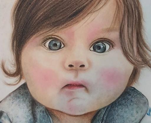 عکس نقاشی چهره با مداد رنگی