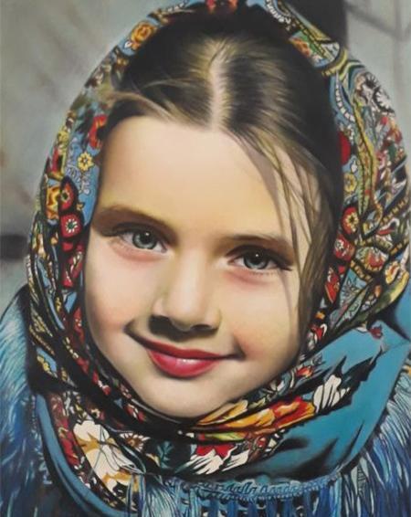 عکس نقاشی چهره با مداد رنگی