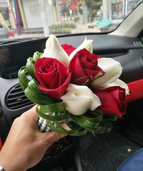عکس گل رز روی داشبورد ماشین