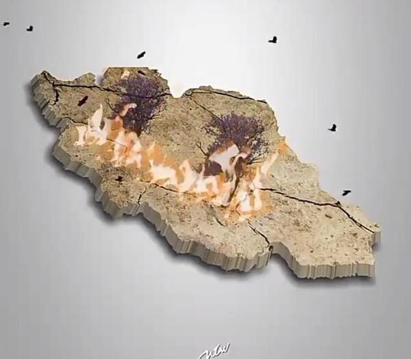عکس نقشه ایران در آتش