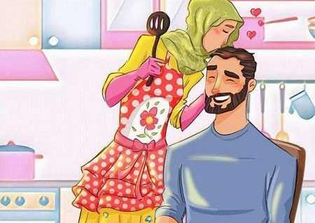 عکس کارتونی زن و شوهر مذهبی