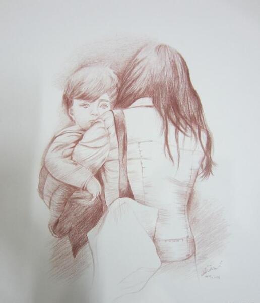 عکس گرافیکی مادر و فرزند