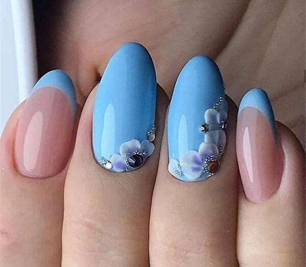 عکس کاشت ناخن آبی