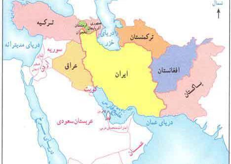 عکس نقشه ایران و کشورهای همسایه
